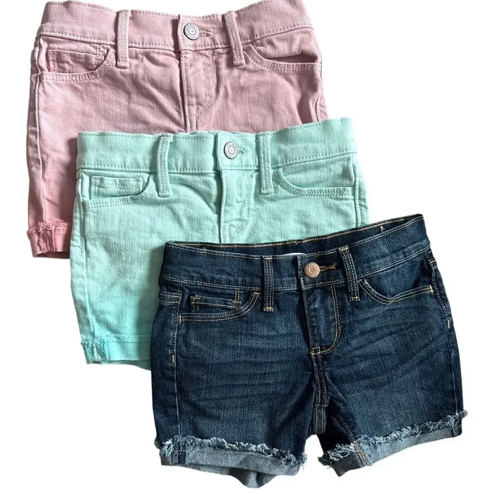 Old Navy 3 Pairs of Girl’s Cuffed Denim Shorts all Size 6